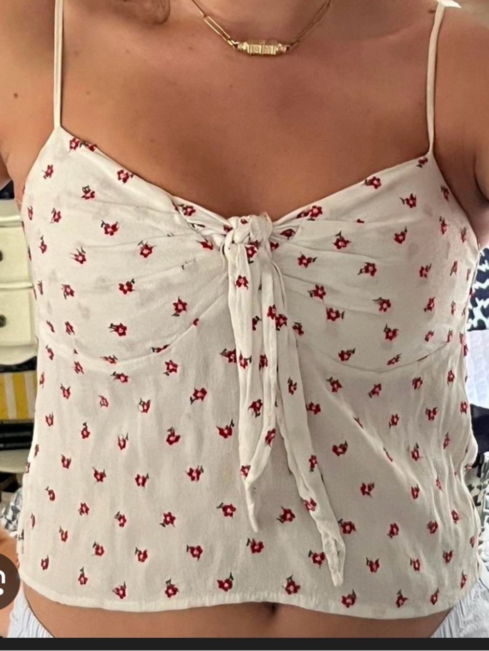 White Floral Tie-Front Cami Top JOHN GALT